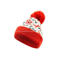 Girl's Boy's Knitted Jacquard Christmas Pompom Beanie Cap